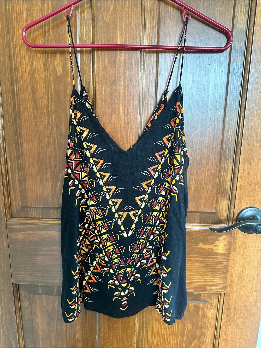 silence + noise Black Tribal-Print Spaghetti-Strap Tank Top